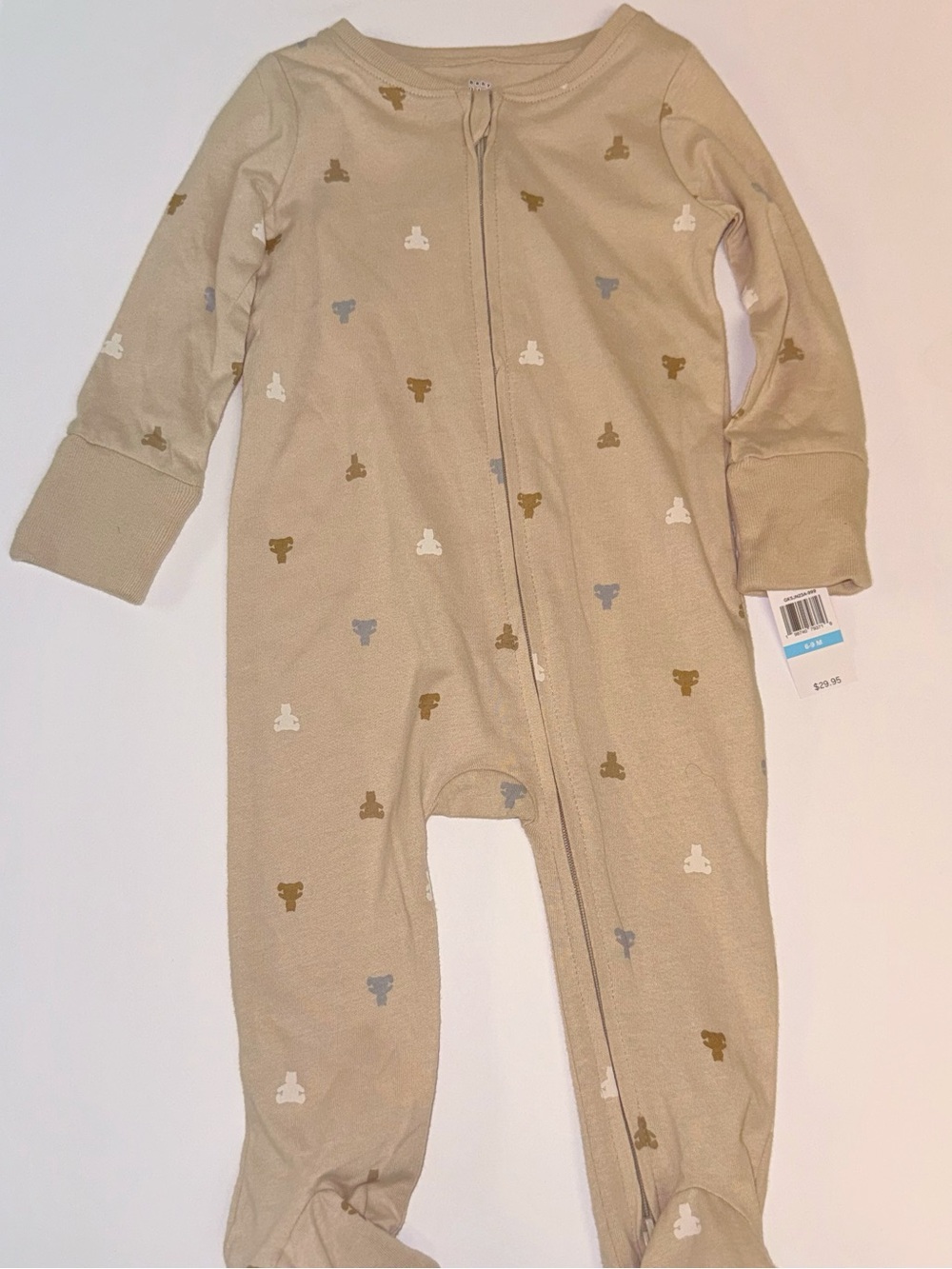 GAP Tan Footed One-Piece with Small Bear Print